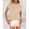 imageBTFBM Womens Dressy Casual Tops 2025 Summer Ruffle Neck Business Work Blouse Puff Short Sleeve Button Down ShirtsApricot