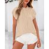 imageBTFBM Womens Dressy Casual Tops 2025 Summer Ruffle Neck Business Work Blouse Puff Short Sleeve Button Down ShirtsApricot