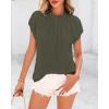 imageBTFBM Womens Dressy Casual Tops 2025 Summer Ruffle Neck Business Work Blouse Puff Short Sleeve Button Down ShirtsArmy Green