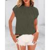 imageBTFBM Womens Dressy Casual Tops 2025 Summer Ruffle Neck Business Work Blouse Puff Short Sleeve Button Down ShirtsArmy Green
