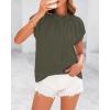 imageBTFBM Womens Dressy Casual Tops 2025 Summer Ruffle Neck Business Work Blouse Puff Short Sleeve Button Down ShirtsArmy Green