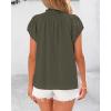 imageBTFBM Womens Dressy Casual Tops 2025 Summer Ruffle Neck Business Work Blouse Puff Short Sleeve Button Down ShirtsArmy Green