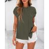 imageBTFBM Womens Dressy Casual Tops 2025 Summer Ruffle Neck Business Work Blouse Puff Short Sleeve Button Down ShirtsArmy Green