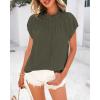 imageBTFBM Womens Dressy Casual Tops 2025 Summer Ruffle Neck Business Work Blouse Puff Short Sleeve Button Down ShirtsArmy Green