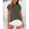 imageBTFBM Womens Dressy Casual Tops 2025 Summer Ruffle Neck Business Work Blouse Puff Short Sleeve Button Down ShirtsArmy Green