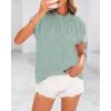 imageBTFBM Womens Dressy Casual Tops 2025 Summer Ruffle Neck Business Work Blouse Puff Short Sleeve Button Down ShirtsBean Green