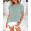 imageBTFBM Womens Dressy Casual Tops 2025 Summer Ruffle Neck Business Work Blouse Puff Short Sleeve Button Down ShirtsBean Green