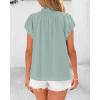 imageBTFBM Womens Dressy Casual Tops 2025 Summer Ruffle Neck Business Work Blouse Puff Short Sleeve Button Down ShirtsBean Green