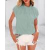 imageBTFBM Womens Dressy Casual Tops 2025 Summer Ruffle Neck Business Work Blouse Puff Short Sleeve Button Down ShirtsBean Green