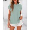 imageBTFBM Womens Dressy Casual Tops 2025 Summer Ruffle Neck Business Work Blouse Puff Short Sleeve Button Down ShirtsBean Green