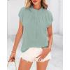 imageBTFBM Womens Dressy Casual Tops 2025 Summer Ruffle Neck Business Work Blouse Puff Short Sleeve Button Down ShirtsBean Green