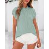 imageBTFBM Womens Dressy Casual Tops 2025 Summer Ruffle Neck Business Work Blouse Puff Short Sleeve Button Down ShirtsBean Green
