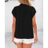 imageBTFBM Womens Dressy Casual Tops 2025 Summer Ruffle Neck Business Work Blouse Puff Short Sleeve Button Down ShirtsBlack