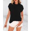 imageBTFBM Womens Dressy Casual Tops 2025 Summer Ruffle Neck Business Work Blouse Puff Short Sleeve Button Down ShirtsBlack