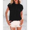 imageBTFBM Womens Dressy Casual Tops 2025 Summer Ruffle Neck Business Work Blouse Puff Short Sleeve Button Down ShirtsBlack