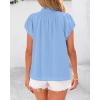 imageBTFBM Womens Dressy Casual Tops 2025 Summer Ruffle Neck Business Work Blouse Puff Short Sleeve Button Down ShirtsBlue