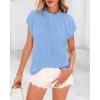 imageBTFBM Womens Dressy Casual Tops 2025 Summer Ruffle Neck Business Work Blouse Puff Short Sleeve Button Down ShirtsBlue
