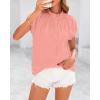 imageBTFBM Womens Dressy Casual Tops 2025 Summer Ruffle Neck Business Work Blouse Puff Short Sleeve Button Down ShirtsPink