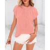 imageBTFBM Womens Dressy Casual Tops 2025 Summer Ruffle Neck Business Work Blouse Puff Short Sleeve Button Down ShirtsPink