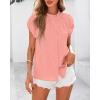 imageBTFBM Womens Dressy Casual Tops 2025 Summer Ruffle Neck Business Work Blouse Puff Short Sleeve Button Down ShirtsPink