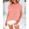 imageBTFBM Womens Dressy Casual Tops 2025 Summer Ruffle Neck Business Work Blouse Puff Short Sleeve Button Down ShirtsPink