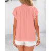 imageBTFBM Womens Dressy Casual Tops 2025 Summer Ruffle Neck Business Work Blouse Puff Short Sleeve Button Down ShirtsPink