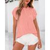 imageBTFBM Womens Dressy Casual Tops 2025 Summer Ruffle Neck Business Work Blouse Puff Short Sleeve Button Down ShirtsPink