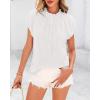 imageBTFBM Womens Dressy Casual Tops 2025 Summer Ruffle Neck Business Work Blouse Puff Short Sleeve Button Down ShirtsWhite