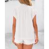 imageBTFBM Womens Dressy Casual Tops 2025 Summer Ruffle Neck Business Work Blouse Puff Short Sleeve Button Down ShirtsWhite
