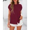 imageBTFBM Womens Dressy Casual Tops 2025 Summer Ruffle Neck Business Work Blouse Puff Short Sleeve Button Down ShirtsWine Red