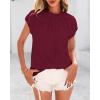 imageBTFBM Womens Dressy Casual Tops 2025 Summer Ruffle Neck Business Work Blouse Puff Short Sleeve Button Down ShirtsWine Red