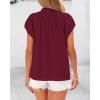 imageBTFBM Womens Dressy Casual Tops 2025 Summer Ruffle Neck Business Work Blouse Puff Short Sleeve Button Down ShirtsWine Red