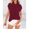 imageBTFBM Womens Dressy Casual Tops 2025 Summer Ruffle Neck Business Work Blouse Puff Short Sleeve Button Down ShirtsWine Red