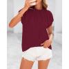 imageBTFBM Womens Dressy Casual Tops 2025 Summer Ruffle Neck Business Work Blouse Puff Short Sleeve Button Down ShirtsWine Red