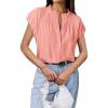 imageBTFBM Womens Dressy Casual Tops 2025 Summer Ruffle Neck Business Work Blouse Puff Short Sleeve Button Down ShirtsPink