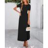 imageBTFBM 2025 Womens Summer 2 Piece Outfits Short Sleeve Crewneck Ruched Slim Fit Tops Flowy Knit Maxi Skirt SetsBlack