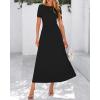 imageBTFBM 2025 Womens Summer 2 Piece Outfits Short Sleeve Crewneck Ruched Slim Fit Tops Flowy Knit Maxi Skirt SetsBlack