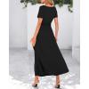 imageBTFBM 2025 Womens Summer 2 Piece Outfits Short Sleeve Crewneck Ruched Slim Fit Tops Flowy Knit Maxi Skirt SetsBlack