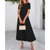 imageBTFBM 2025 Womens Summer 2 Piece Outfits Short Sleeve Crewneck Ruched Slim Fit Tops Flowy Knit Maxi Skirt SetsBlack