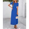 imageBTFBM 2025 Womens Summer 2 Piece Outfits Short Sleeve Crewneck Ruched Slim Fit Tops Flowy Knit Maxi Skirt SetsBlue