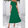 imageBTFBM 2025 Womens Summer 2 Piece Outfits Short Sleeve Crewneck Ruched Slim Fit Tops Flowy Knit Maxi Skirt SetsGreen