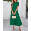 imageBTFBM 2025 Womens Summer 2 Piece Outfits Short Sleeve Crewneck Ruched Slim Fit Tops Flowy Knit Maxi Skirt SetsGreen