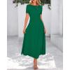 imageBTFBM 2025 Womens Summer 2 Piece Outfits Short Sleeve Crewneck Ruched Slim Fit Tops Flowy Knit Maxi Skirt SetsGreen