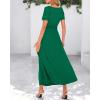 imageBTFBM 2025 Womens Summer 2 Piece Outfits Short Sleeve Crewneck Ruched Slim Fit Tops Flowy Knit Maxi Skirt SetsGreen