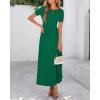 imageBTFBM 2025 Womens Summer 2 Piece Outfits Short Sleeve Crewneck Ruched Slim Fit Tops Flowy Knit Maxi Skirt SetsGreen