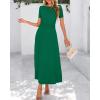 imageBTFBM 2025 Womens Summer 2 Piece Outfits Short Sleeve Crewneck Ruched Slim Fit Tops Flowy Knit Maxi Skirt SetsGreen