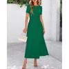 imageBTFBM 2025 Womens Summer 2 Piece Outfits Short Sleeve Crewneck Ruched Slim Fit Tops Flowy Knit Maxi Skirt SetsGreen