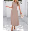 imageBTFBM 2025 Womens Summer 2 Piece Outfits Short Sleeve Crewneck Ruched Slim Fit Tops Flowy Knit Maxi Skirt SetsKhaki