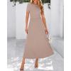 imageBTFBM 2025 Womens Summer 2 Piece Outfits Short Sleeve Crewneck Ruched Slim Fit Tops Flowy Knit Maxi Skirt SetsKhaki