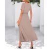 imageBTFBM 2025 Womens Summer 2 Piece Outfits Short Sleeve Crewneck Ruched Slim Fit Tops Flowy Knit Maxi Skirt SetsKhaki